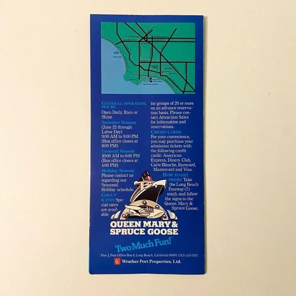 Vintage 80s Queen Mary and the Spruce Goose Brochures Pamphlets Guide Map - Picture 7 of 16